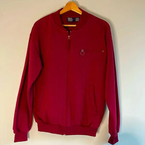 John Blair Men’s size small burgundy red baseball bomber jacket cotton blend